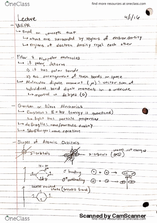 CHEM 30A Lecture Notes - Lecture 6: Euclidean Vector, Covalent Bond, Atomic Orbital thumbnail