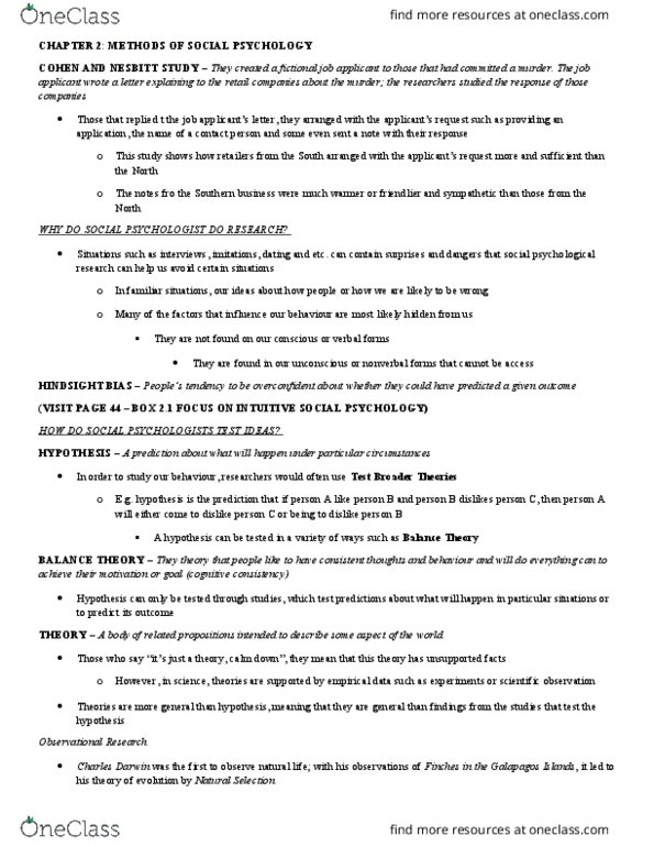 PSYB10H3 Chapter Notes - Chapter 2: Natural Experiment, Scatter Plot, Dependent And Independent Variables thumbnail