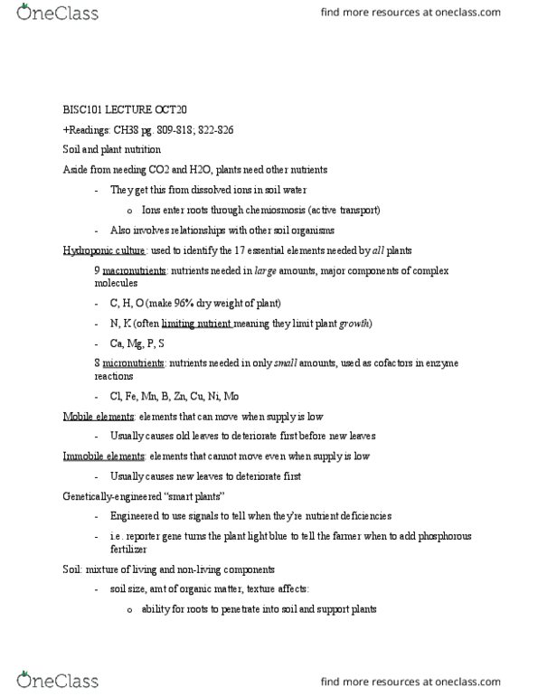 BISC 101 Lecture Notes - Lecture 11: Limiting Factor, Chemiosmosis, Active Transport thumbnail