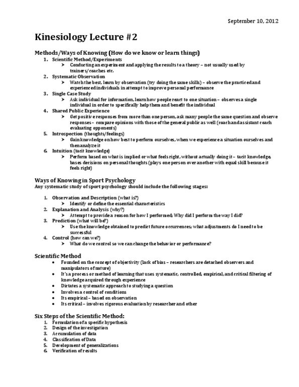 Kinesiology 1088A/B Lecture Notes - Participant Observation, Tacit Knowledge, Shared Experience thumbnail