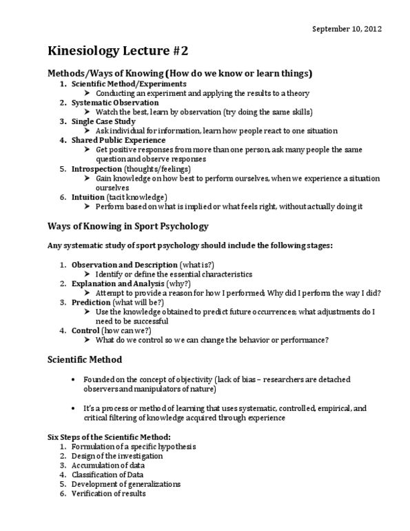 Kinesiology 1088A/B Lecture Notes - Participant Observation, Tacit Knowledge thumbnail