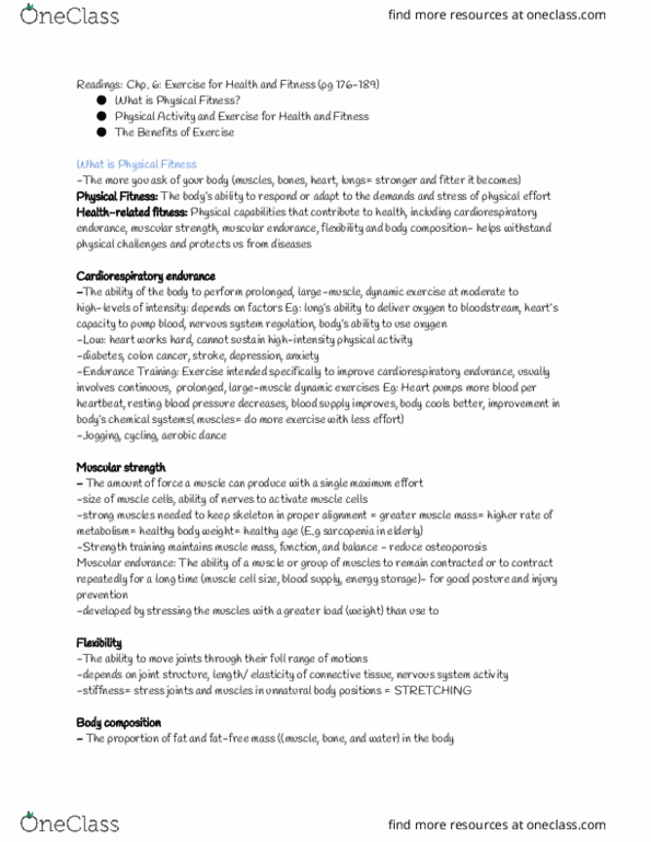 HLTH 102 Lecture Notes - Lecture 12: Cardiorespiratory Fitness, Physical Fitness, Body Composition thumbnail