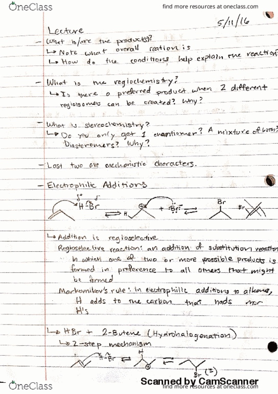 CHEM 30A Lecture Notes - Lecture 22: Oxonium Ion, Regioselectivity, Carbocation thumbnail