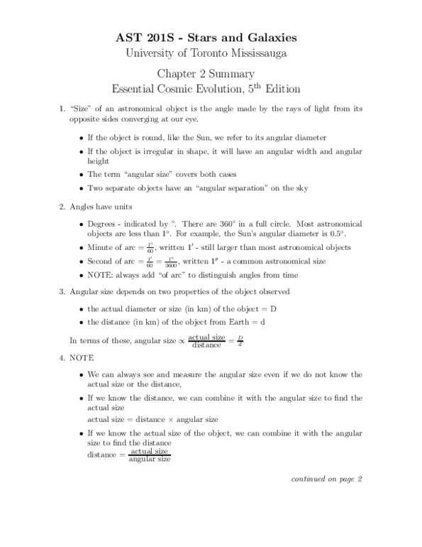 AST201H5 Lecture Notes - Angular Diameter, Astronomical Object, Angular Distance thumbnail