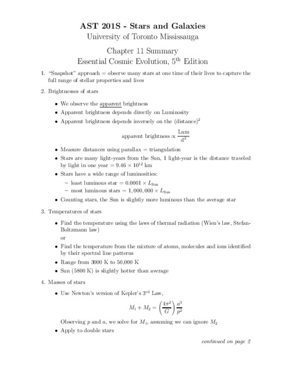 AST201H5 Lecture Notes - Red Giant, Star Cluster, White Dwarf thumbnail