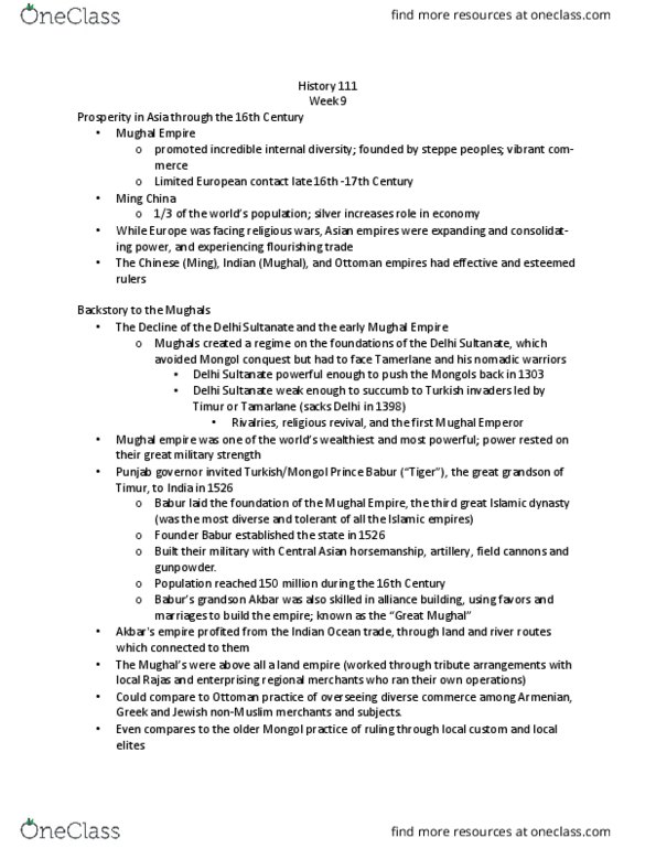 HIS 111 Lecture Notes - Lecture 24: Middle Passage, East India Company, Guru Nanak thumbnail