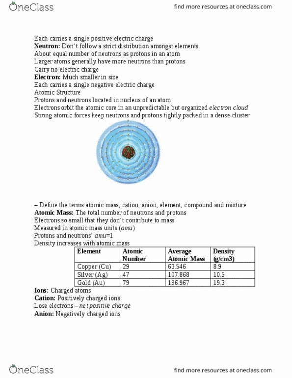 EOSC 114 Lecture Notes - Lecture 19: Unified Atomic Mass Unit, Atomic Orbital, Ion thumbnail