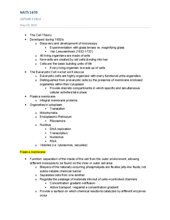 NATS 1670 Lecture Notes - Lecture 7: Intermembrane Space, Endocytosis, Phagocytosis thumbnail