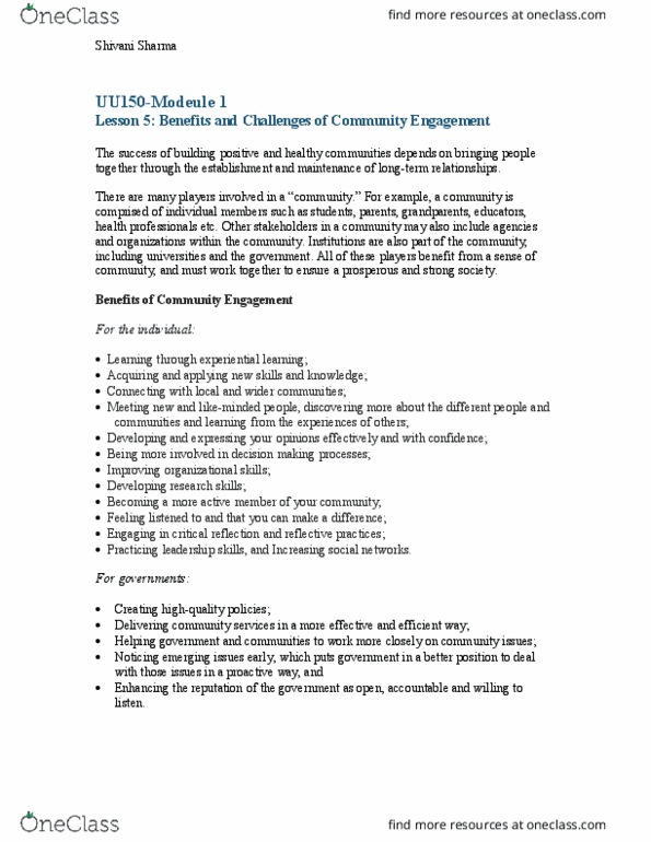 FCSS*1000 Lecture Notes - Lecture 6: Proactivity thumbnail