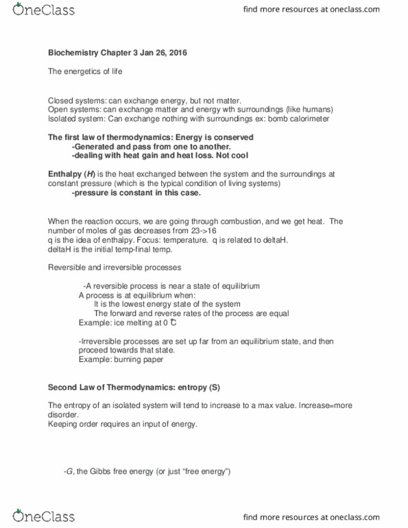 01:694:301 Lecture Notes - Lecture 2: Calorimeter, Isolated System, Hydrolysis thumbnail