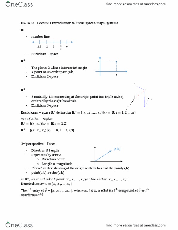 MATA23H3 Lecture Notes - Lecture 1: Linear Combination, Parallelogram, If And Only If thumbnail