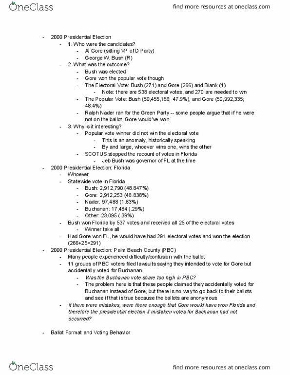 POL 51 Lecture Notes - Lecture 2: Research Question, Absentee Ballot thumbnail