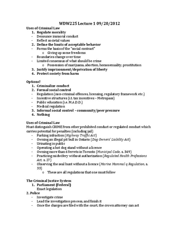 WDW101Y1 Lecture Notes - Sylvia Fedoruk, Controlled Drugs And Substances Act, Ultra Vires thumbnail