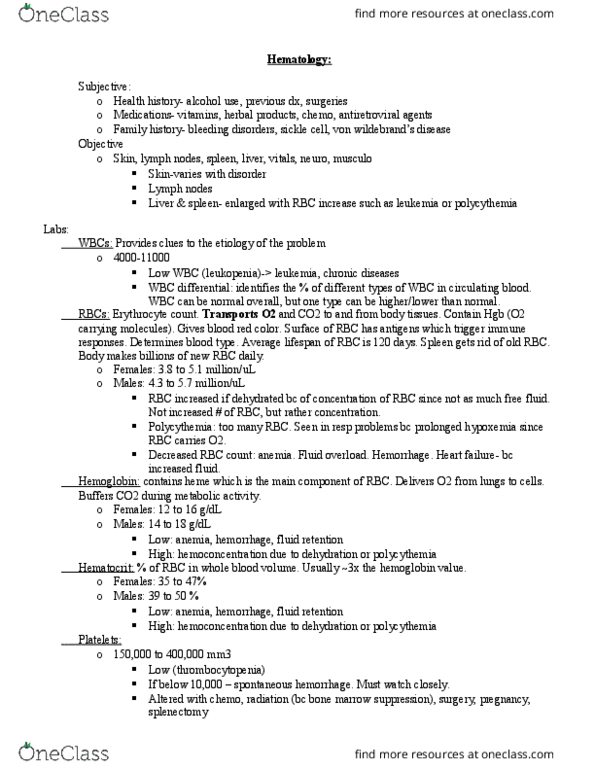 NURS 371 Lecture 23: Hematology thumbnail