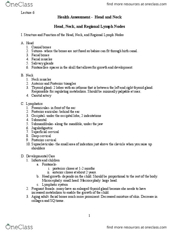 NURS 363 Lecture Notes - Lecture 6: Myxedema, Hyoid Bone, Tongue thumbnail