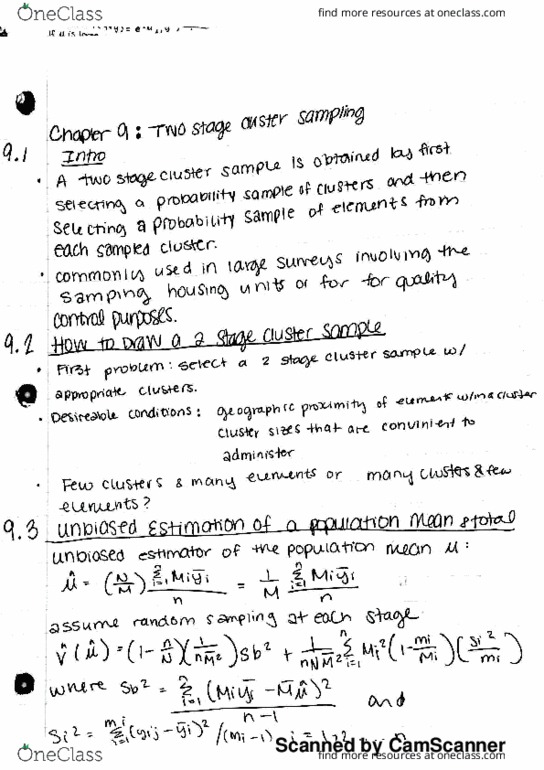 STATS 250 Chapter 9: 480 Chapter 9 Book Notes thumbnail