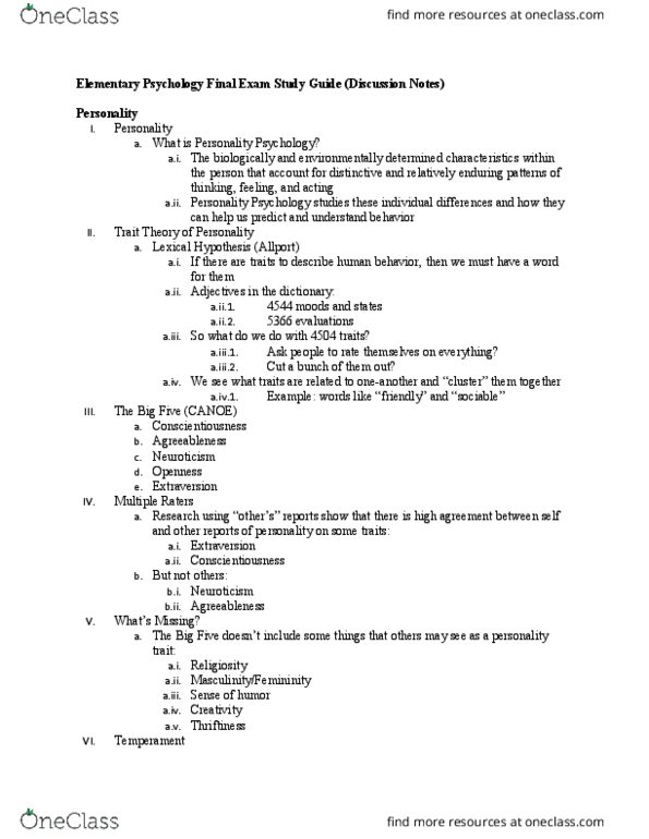 PSY 1001 Lecture Notes - Lecture 1: Major Depressive Episode, Major Depressive Disorder, Allostasis thumbnail