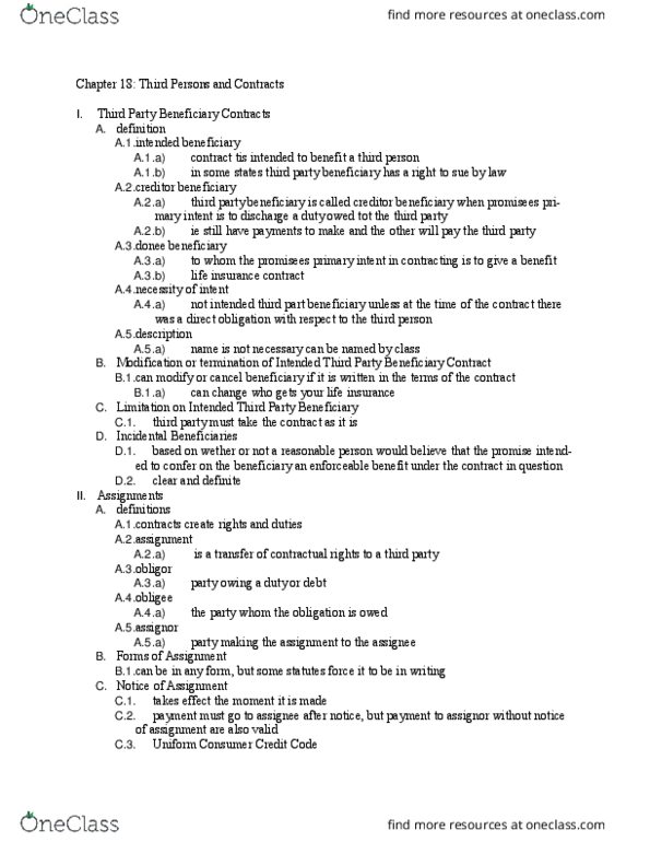 BSLW1102 Chapter Notes - Chapter 18: Novation, Consumer Protection, Contract thumbnail