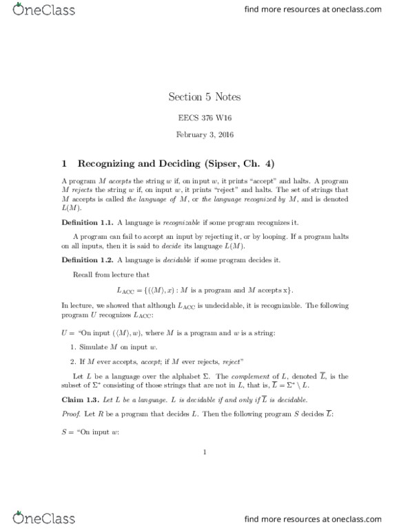 EECS 376 Lecture Notes - Lecture 9: Computable Function, Memory Stick, Michael Sipser thumbnail