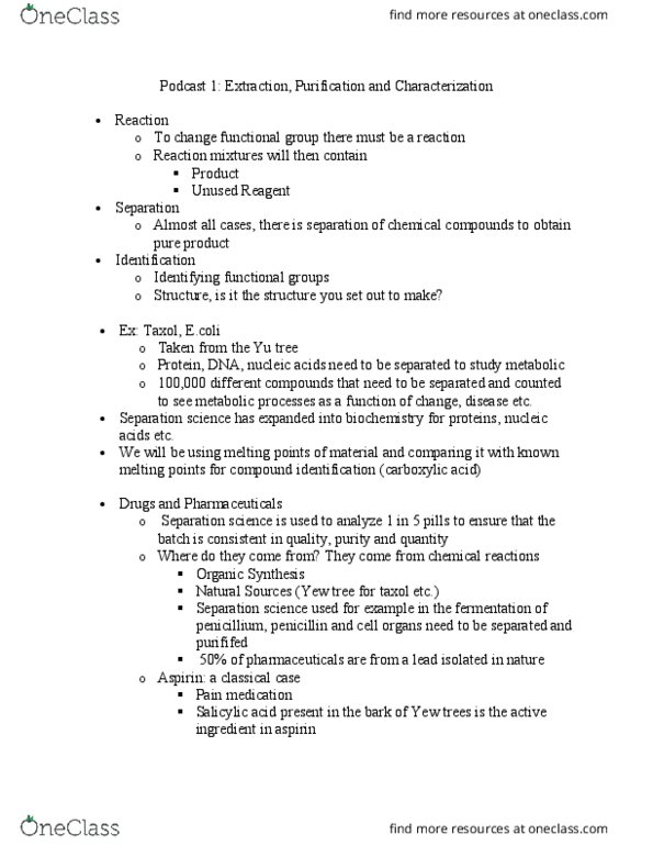 CHEM 2OA3 Lecture Notes - Lecture 2: Crystallization, Miscibility, Acetic Anhydride thumbnail