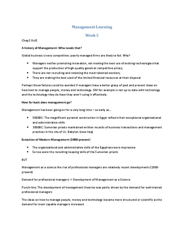 GMS 200 Lecture Notes - Total Quality Management, Chris Argyris, Theory X And Theory Y thumbnail
