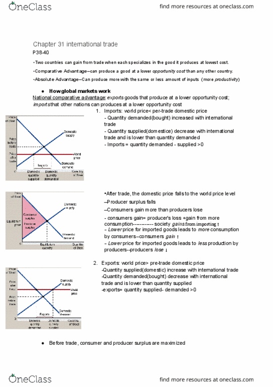 Economics 1022A/B Chapter Notes - Chapter 31: World Trade Organization, Opportunity Cost, Comparative Advantage thumbnail