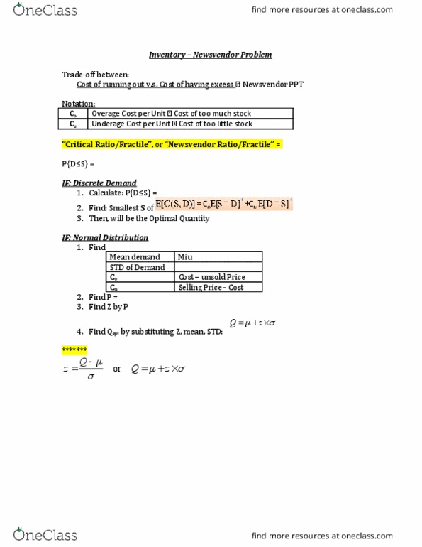 COMM 204 Lecture 6: 6 Inventory – Newsvendor Problem thumbnail