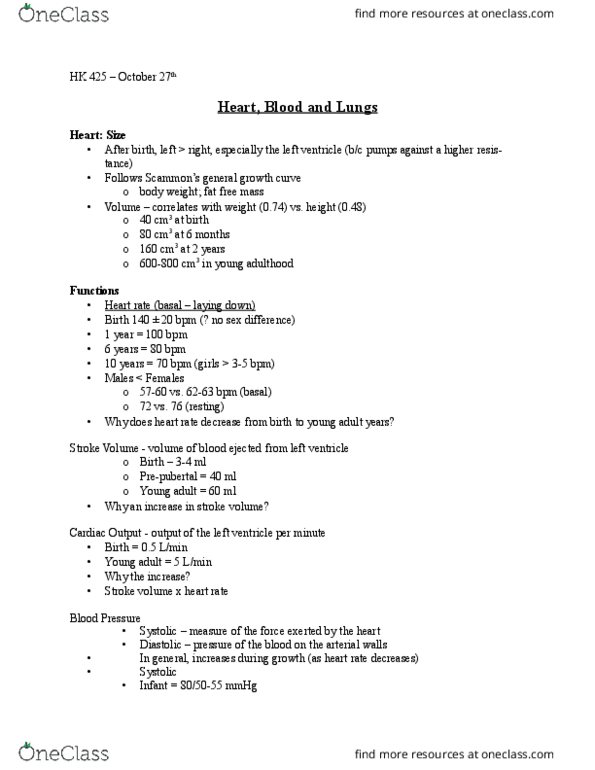 HKIN 425 Lecture Notes - Lecture 14: Cellular Respiration, Lean Body Mass, Red Blood Cell thumbnail