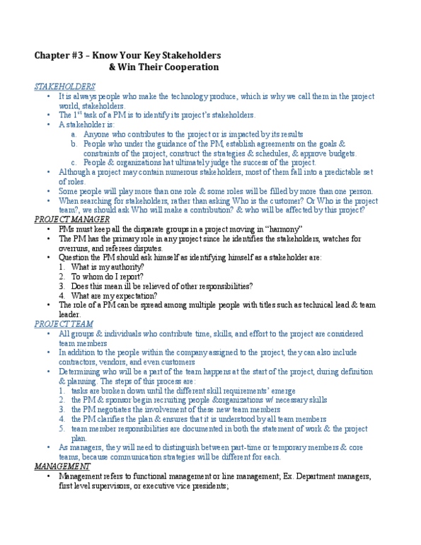 GRA 530 Chapter Notes - Chapter 3&4: Project Charter, Internal Audit thumbnail