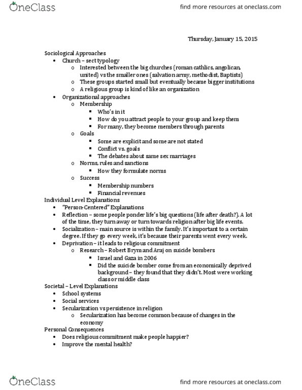 SOCIOL 1A06 Lecture Notes - Lecture 2: Main Source, Methodism thumbnail