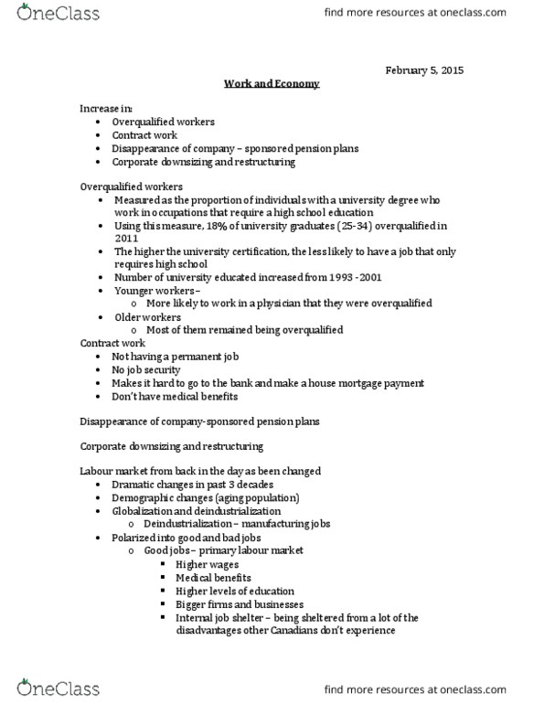 SOCIOL 1A06 Lecture Notes - Lecture 6: Visible Minority, Ageism, Deindustrialization thumbnail