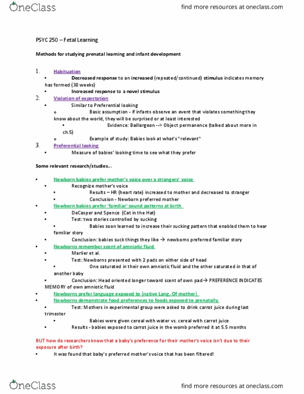 PSYC 250 Lecture Notes - Lecture 3: Small For Gestational Age, Mitosis, Umbilical Cord thumbnail