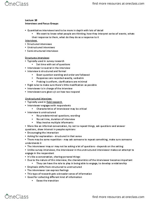 PSCI 2701 Lecture Notes - Lecture 10: List Of Middle-Earth Rivers, Quota Sampling, Qualitative Research thumbnail