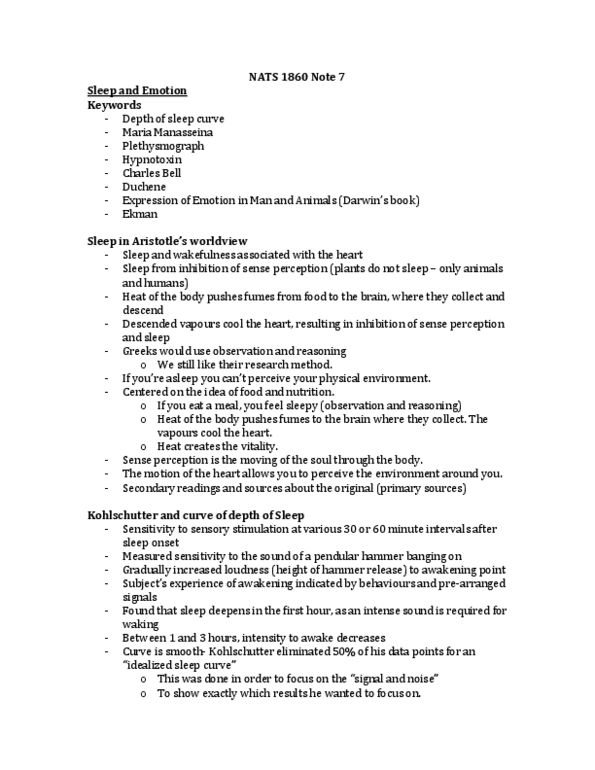 NATS 1860 Lecture Notes - Heart Rate, Nathaniel Kleitman, Narcolepsy thumbnail