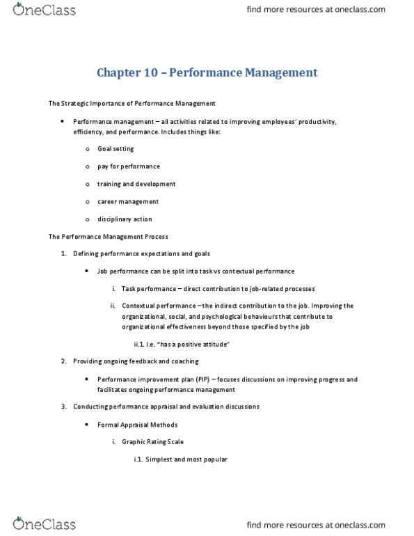 BU354 Chapter Notes - Chapter 10: Central Tendency, Performance Appraisal, Performance Improvement thumbnail
