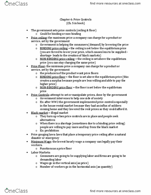 ECO 211 Chapter Notes - Chapter 4: Economic Equilibrium, Eloor, Price Floor thumbnail