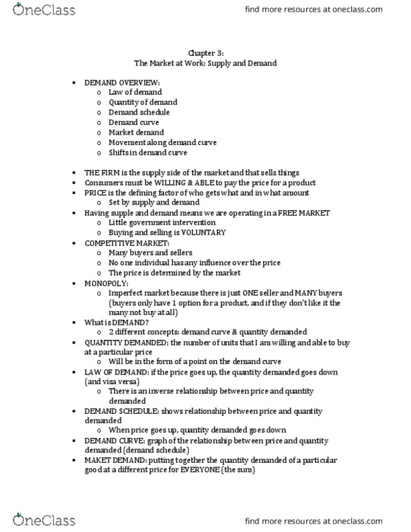 ECO 211 Chapter Notes - Chapter 3: Economic Equilibrium, Demand Curve thumbnail