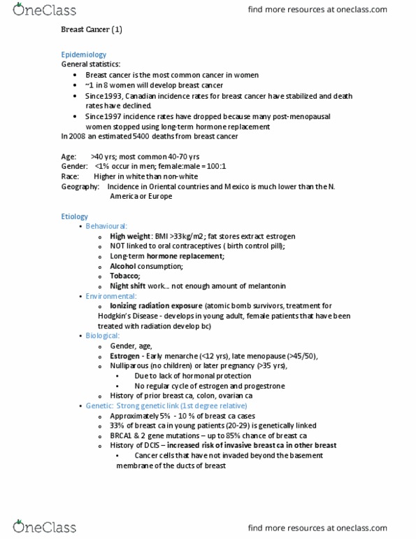 MEDRADSC 2S03 Lecture Notes - Lecture 3: Combined Oral Contraceptive Pill, Breast Cancer, Ionizing Radiation thumbnail