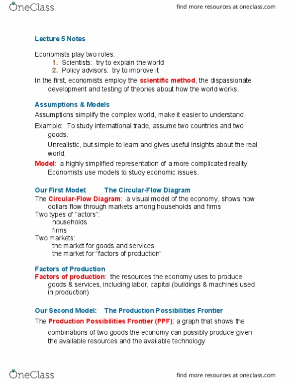 ECON 102 Chapter Notes - Chapter 2: Scientific Method, Opportunity Cost thumbnail