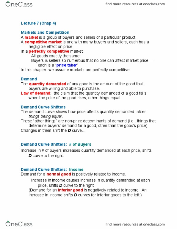 ECON 102 Chapter Notes - Chapter 4: Market Power, Demand Curve, Perfect Competition thumbnail