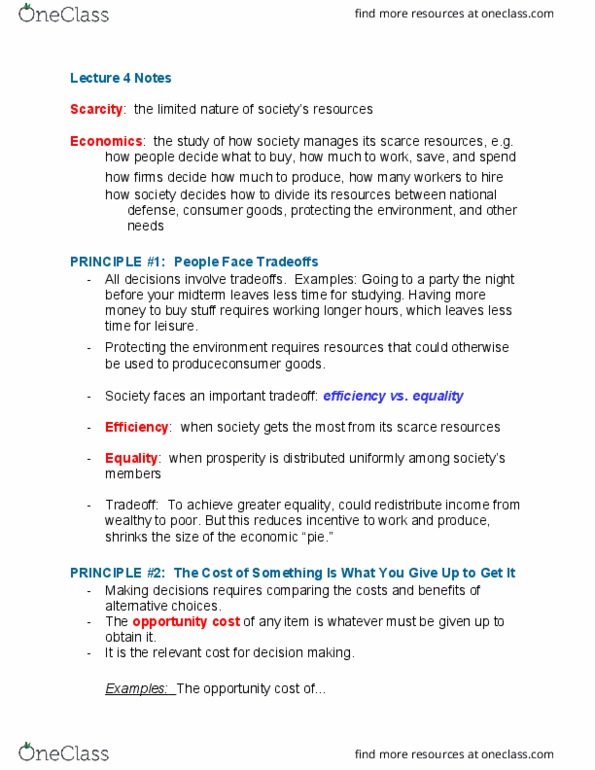 ECON 102 Chapter Notes - Chapter 1: Opportunity Cost, Market Failure, Externality thumbnail