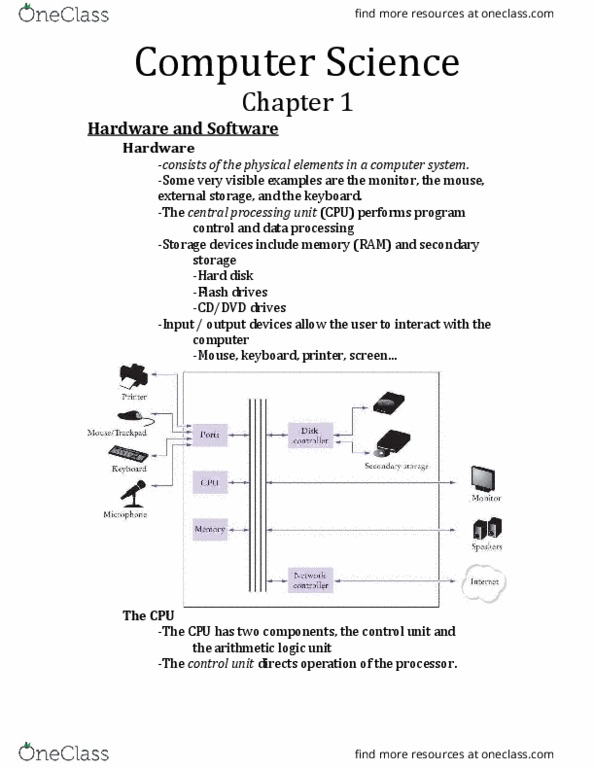 Computer Science 1026A/B Lecture Notes - Lecture 1: Arithmetic Logic Unit, Auxiliary Memory, Hypotenuse thumbnail