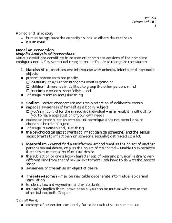 PHIL 224 Lecture Notes - Savage Love, Orgasm, Sadomasochism thumbnail