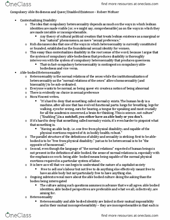 FEM 2104 Lecture Notes - Lecture 3: Compulsory Heterosexuality, Heterosexuality, Bisexuality thumbnail