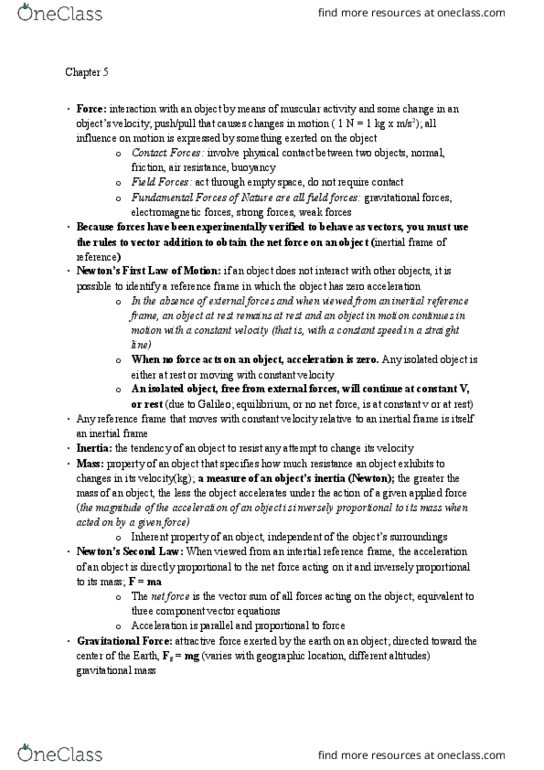 PHYSICS 1D03 Lecture Notes - Lecture 5: Non-Inertial Reference Frame, Mass, Euclidean Vector thumbnail