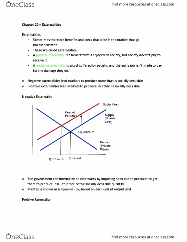 ECON 1B03 Chapter Notes - Chapter 10: Externality thumbnail