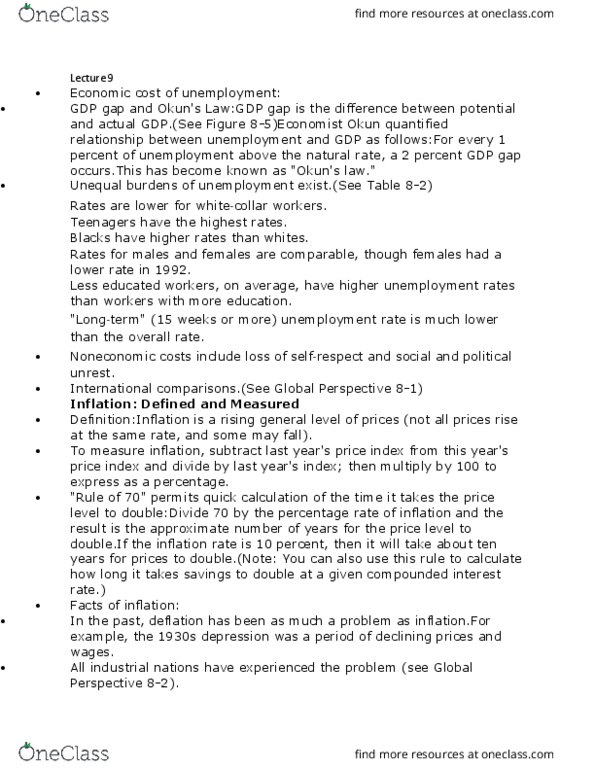 ECON1013 Lecture Notes - Lecture 9: Stock Market, Real Interest Rate thumbnail