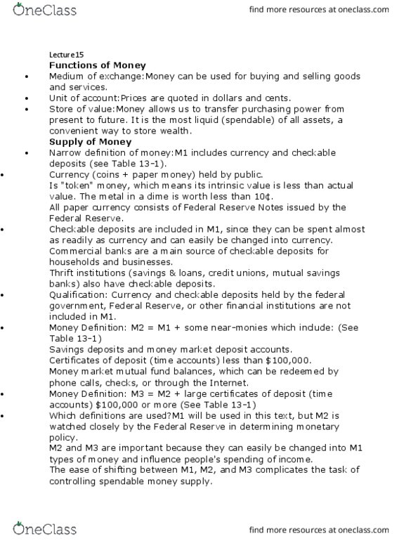 ECON1013 Lecture Notes - Lecture 16: Mutual Fund, Dime (United States Coin), Monetary Policy thumbnail