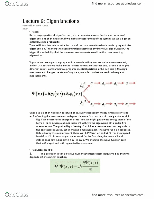 CHEM 214 Lecture Notes - Lecture 9: Eigenfunction, Identical Particles, Potential Energy Surface thumbnail
