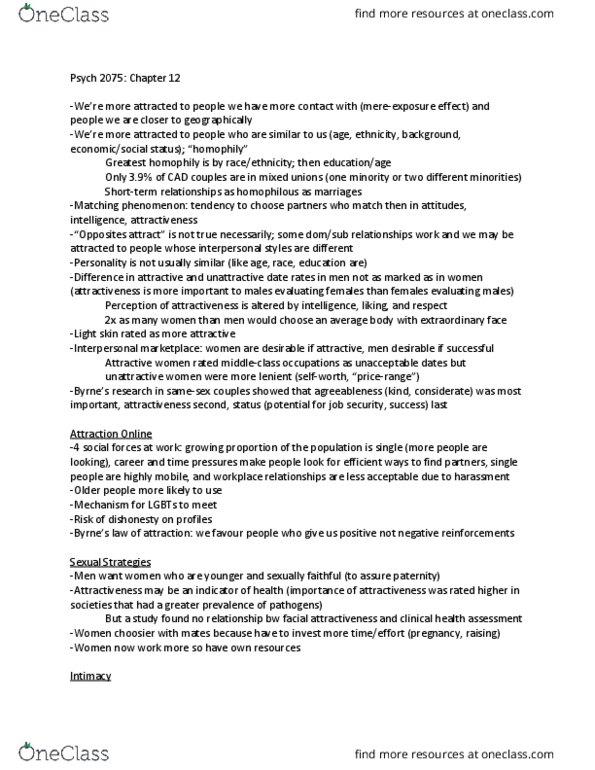 Psychology 2075 Chapter Notes - Chapter 12: Homophily, Light Skin, Psych thumbnail